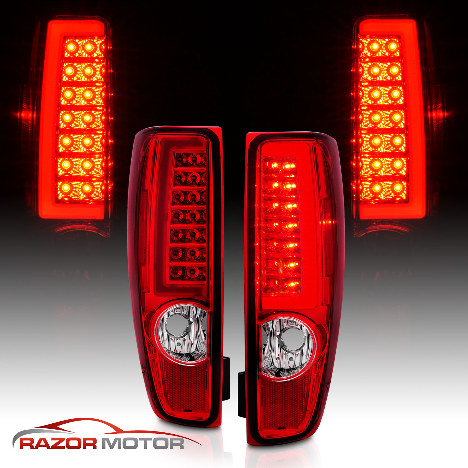 For 0412 Chevy Colorado GMC Canyon LED Tube Streak Crystal Red C Tail